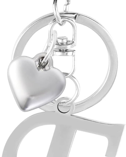 A-Z Heart Initial Letter Keychain, Stainless Steel Alphabet Charm for Handbags, Gift for Women and Girls