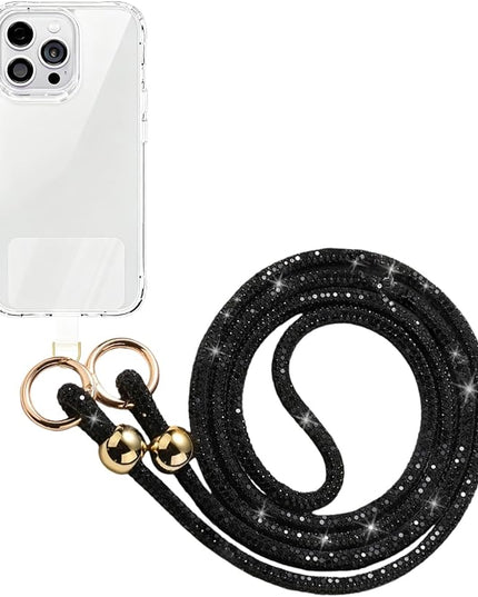 Crystal Phone Lanyard for Women Sparkling Crossbody Phone Strap with Full Rhinestone Bling Anti-Theft Phone Strap