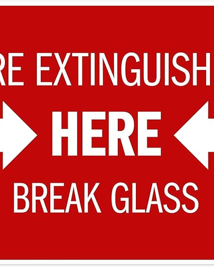 Fire Extinguisher Here Break Glass Sign, 24x30 Inches, Rust Free .063 Aluminum, Fade Resistant, Made in USA by My Sign Center