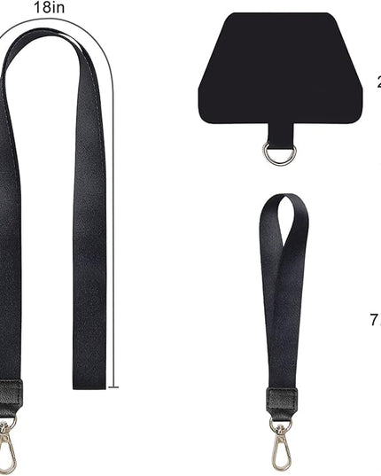 SHANSHUI Phone Lanyard, Neck Strap and Wrist Tether Key Chain Holder Universal for Phone Case Anchor Fit All Smartphones - Black