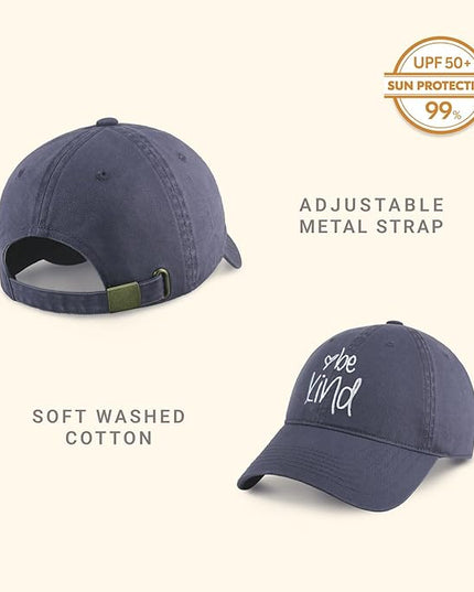CHOK.LIDS Be Kind Trendy Womens Baseball Cap Unisex Fashion Cotton Polo Style Fun Inspirational Saying Seasonal Headwear