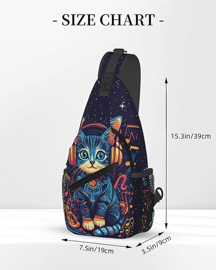 Animal Face Sling Bag Crossbody Bags Chest Bag Backpack for Travel Running and Hiking for Men Women Colorful Cat 1