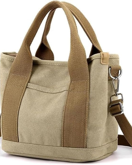 Small Tote Bag with Zipper, 2024 Canvas Multi-Pocket Crossbody Bag Shoulder Bag Satchel Hobo Bag Messenger Bag