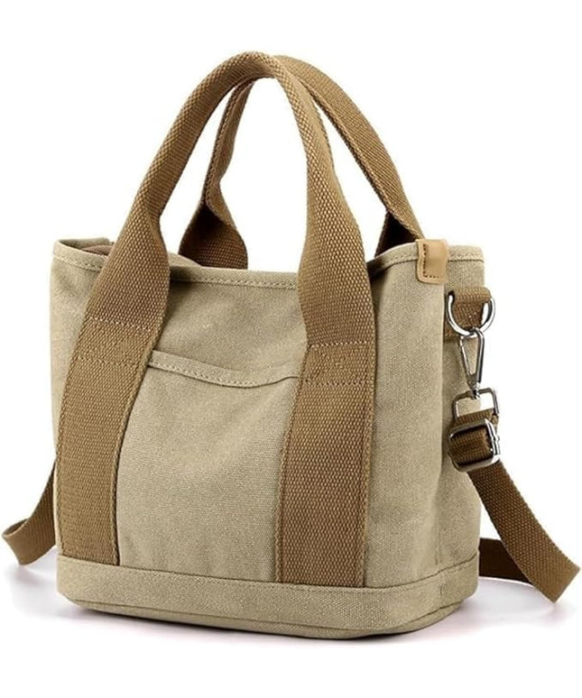 Small Tote Bag with Zipper, 2024 Canvas Multi-Pocket Crossbody Bag Shoulder Bag Satchel Hobo Bag Messenger Bag