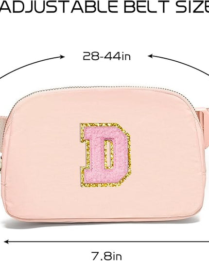 Gitus 6 7 8 9 10 Year Old Girl Gifts Belt Bag Fanny Pack Crossbody Bags with Initial Letter Patch Things for Teen Girls Easter Gifts for Girls Travel Essentials（Coral Pink-D）