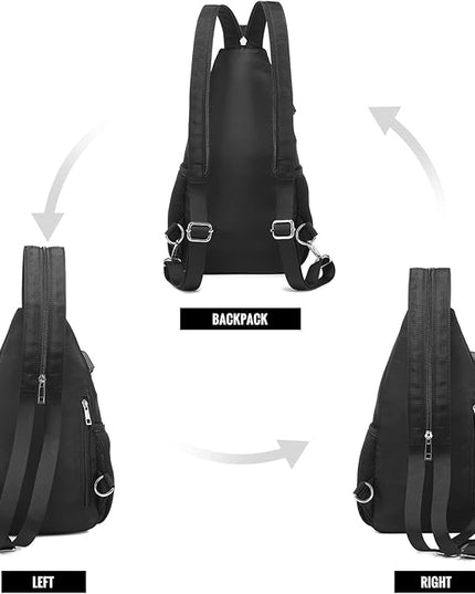 LOVEVOOK Sling Bag for Women Casual Daypack Nylon Crossbody Sling Backpack Travel Shoulder Bag Hiking Daypack