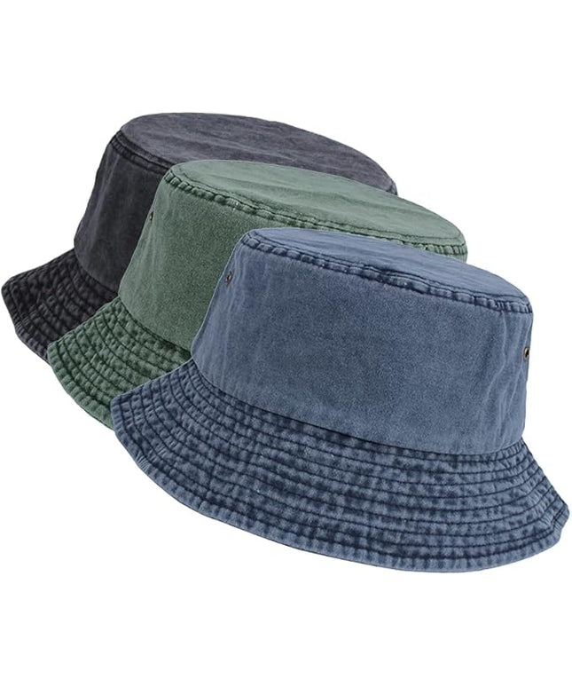 kozinu Washed Cotton Bucket Hats Packable Summer Outdoor Cap Travel Beach Sun Hat Plain Colors for Men Women