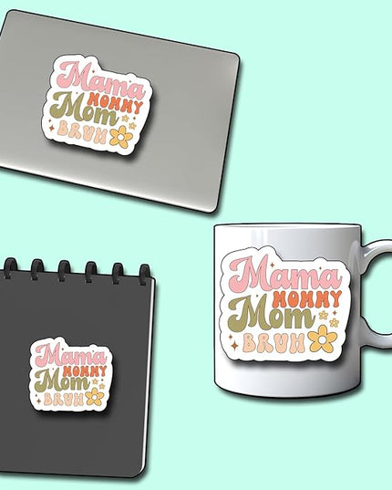 (3Pcs) Mama Mommy Mom Bruh Sticker, Mom Bruh Decorate Books Laptop Phone, Water Bottles Kindles Stickers, Tumbler Sticker Waterproof Vinyl Decorate Sticker 3" Inch