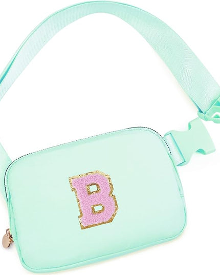 Uygafly Belt Bag Fanny Pack Crossbody Bags with Initials Letter Patch Cute Stuff Birthday Gifts for Teenager Girls Trendy Stuff for Teens | Light Green,B