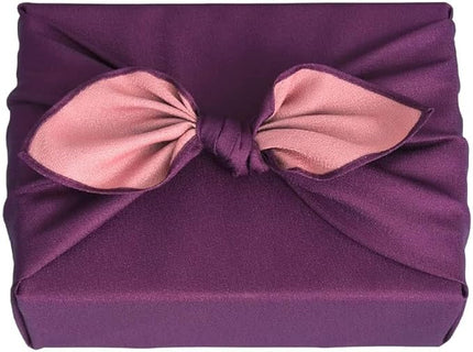 Vtrbwze Furoshiki Japanese Reversible Wrapping Cloth - Eco Reusable Gift Wrap, Large Bento Bag & Placemats for Lunch Boxes, Cakes, Wine Bottles - Purple Pink (27.6 Inches)