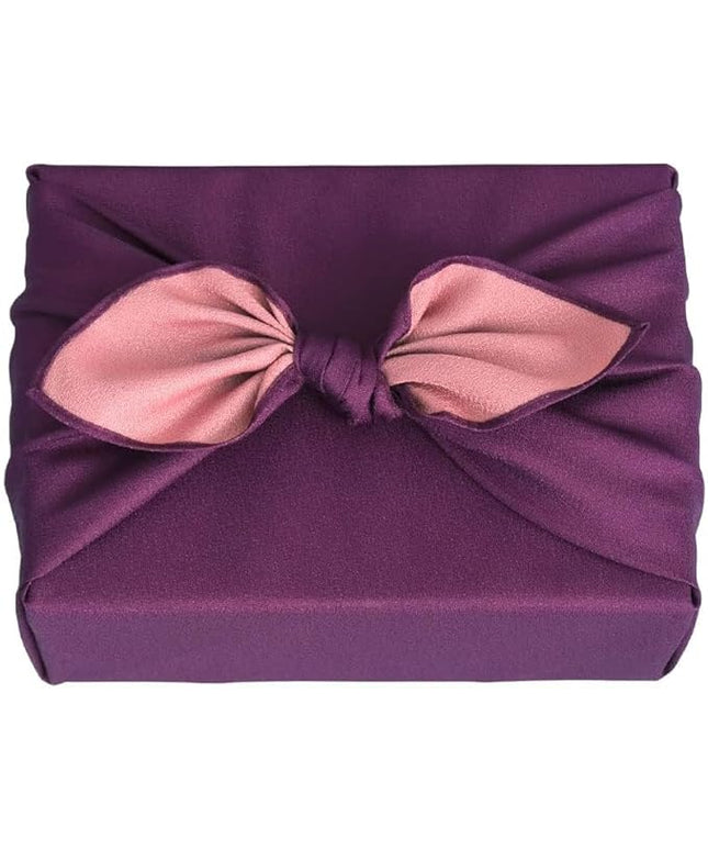 Vtrbwze Furoshiki Japanese Reversible Wrapping Cloth - Eco Reusable Gift Wrap, Large Bento Bag & Placemats for Lunch Boxes, Cakes, Wine Bottles - Purple Pink (27.6 Inches)