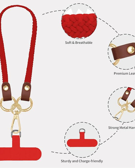 Stretchy Phone Lanyard Tether, 2 Pack Phone Leash Anti-theft Phone Strap for Anti-drop Outdoor Hiking Cycling Climbing Universal for Most Cell Phones, Red