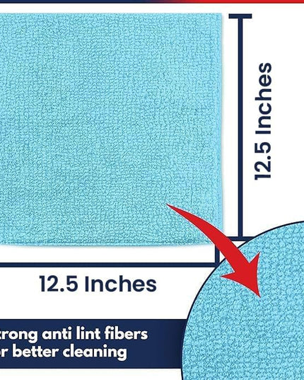USANOOKS Microfiber Cleaning Cloth - Turq - 12Pcs (12.5x12.5 inch) High Performance - 1200 Washes, Ultra Absorbent Car Towel Traps Grime & Liquid for Streak-Free Mirror Shine - car Washing Cloth