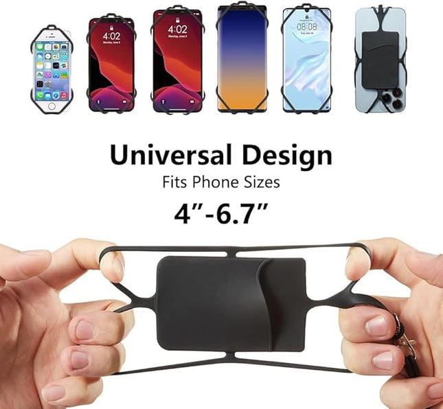2 Packs Cell Phone Lanyard Crossbody Adjustable Neck Phone Holder with Card Pocket, Universal Silicone Neck Strap Phone Lanyards for Around the Neck Compatible with Most Smartphones