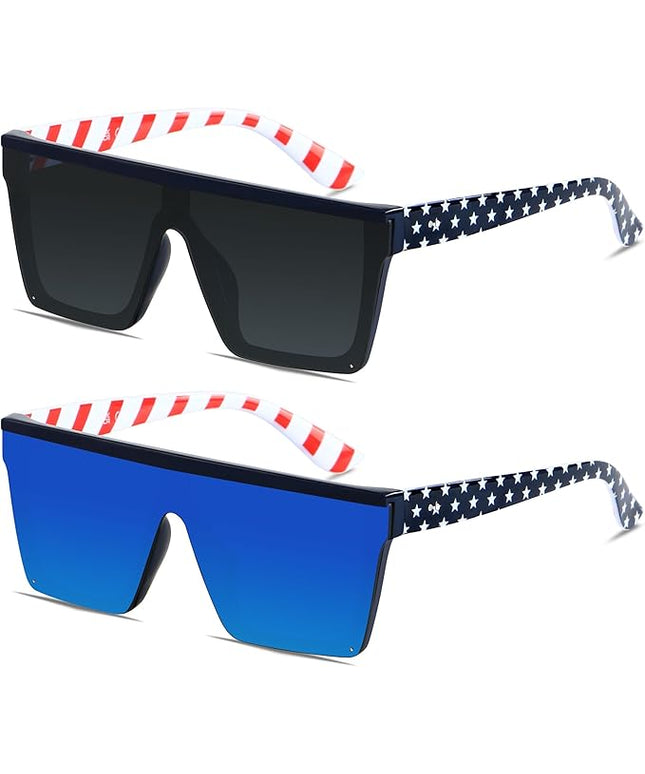 LYZOIT Square Oversized Sunglasses for Women Men Big Flat Top Fashion Shield Large UV Protection Rimless Shades