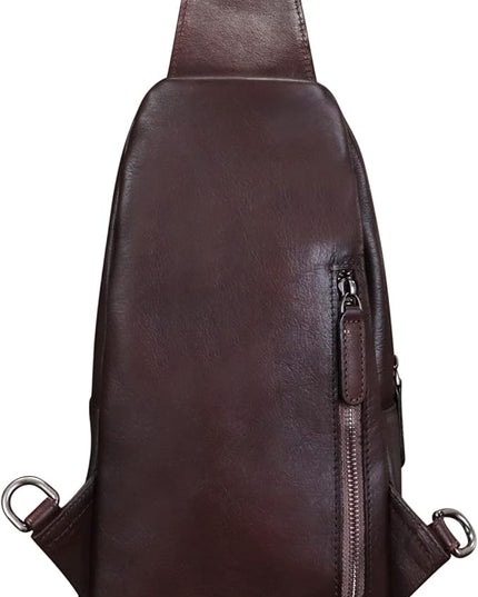 Genuine Leather Sling Bag for Women and Man Handmade Retro Hiking Crossbody Backpack Purse Chest Shoulder Daypack