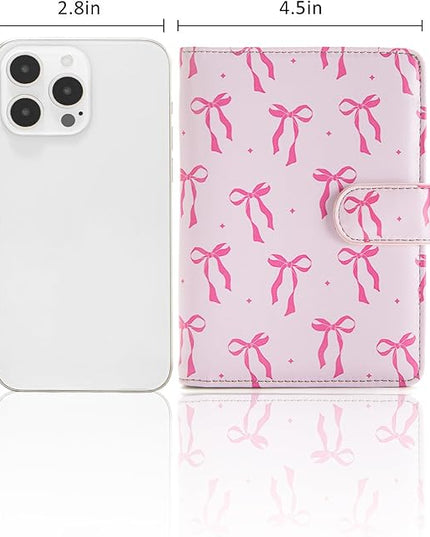 Passport Holder for Travel Essentials, RFID Blocking Passport Wallet Cover with Magnetic Closure, Passport Book Holders for Women and Men (Pink Bow)
