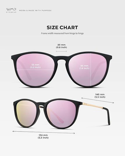 WearMe Pro Round Polarized Sunglasses for Women - UV400 Protection, Lightweight Frame, Vintage Retro Style