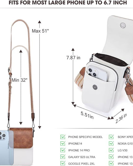 POIUGOYA Small Crossbody Bags for Women Trendy,Leather Triple Compartment Cell Phone Crossbody Wallet Purses with Card Slots
