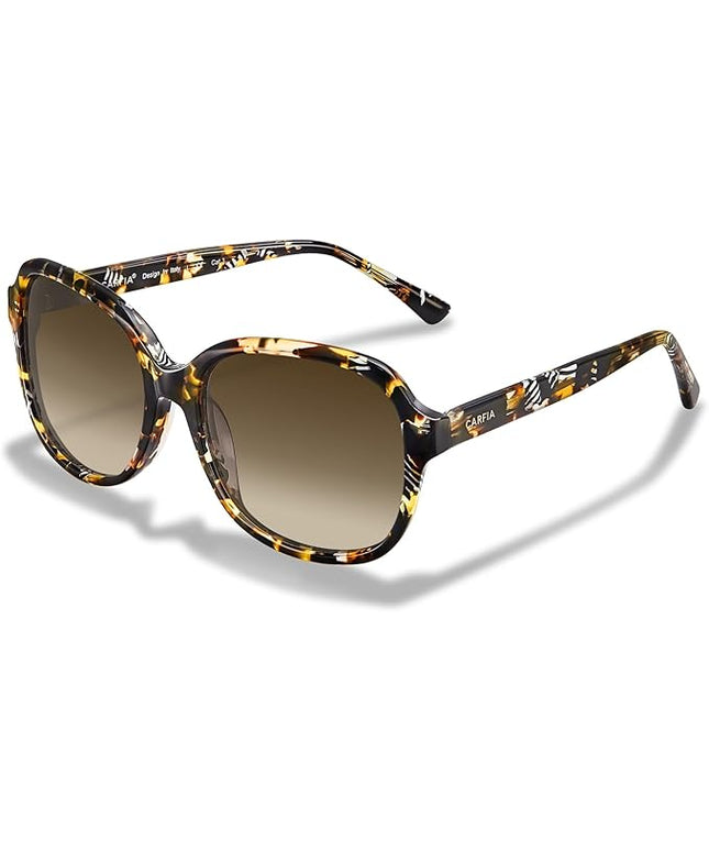 CARFIA Acetate Oversized Square Polarized Sunglasses for Women UV Protection Retro Trendy Big Shades
