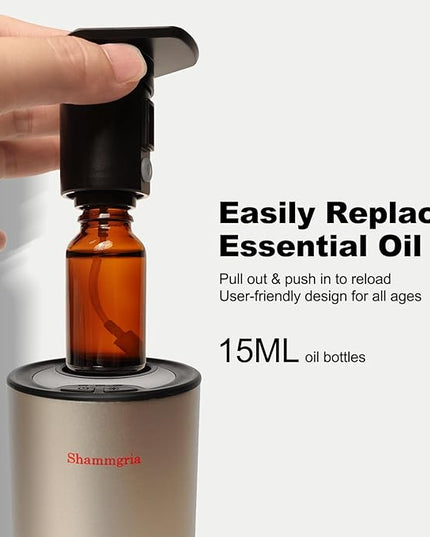 Car Air Diffuser Essential Oil Aromatherapy Scent Diffuser with 3 Mist Levels & LED Lights for Car, Room, Studio, Office- Champagne