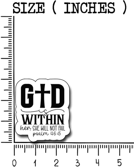 (3Pcs) God is Within Her She Will Not Fail Sticker, Christian Gifts Decorate Books Laptop Phone, Water Bottles Kindles Stickers, Tumbler Sticker Waterproof Vinyl Decorate Sticker 2,7 x 3 Inch