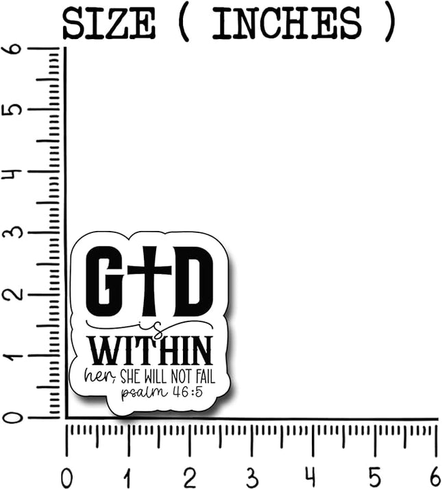 (3Pcs) God is Within Her She Will Not Fail Sticker, Christian Gifts Decorate Books Laptop Phone, Water Bottles Kindles Stickers, Tumbler Sticker Waterproof Vinyl Decorate Sticker 2,7 x 3 Inch