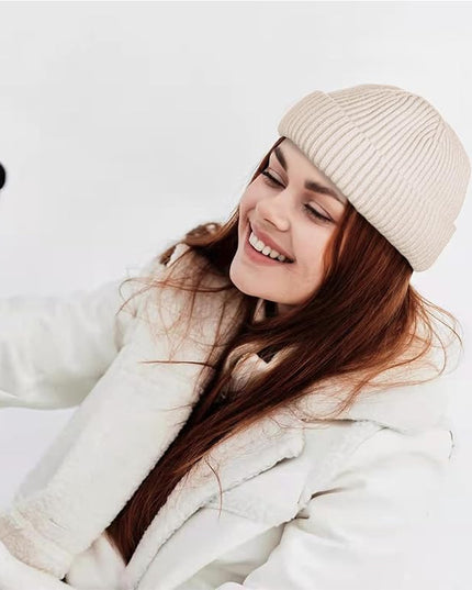 ROYBENS Wool Fisherman Beanie for Men Women, Knit Cuffed Fleece Lined Beanies Winter Warm Hat Skull Cap Unisex