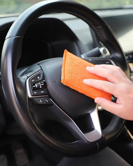 SPTA Car Interior Scrubbing Sponge, 8Pcs Scrub Ninja, Microfiber Car Wax Applicator, Car Wash Sponges for Car, Boat, Wood, Marble and Motorcycle, 6in x 3.3in x 0.8in