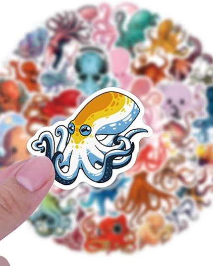 55 Pcs Octopus Stickers Pack for Kids Teens Adults, Oceans Theme Stickers Waterproof Vinyl Stickers and Decals for Water Bottles Skateboard Car Bike Phone Case Laptop