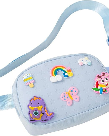 Cute Diy Pink Waist Fanny Pack for Girls, Crossbody Bag Purse Belt Bag,Dance Recital Birthday Gifts for 3 4 5 6 7 8 9 10 11 12 Year Old Kids.(916Blue)