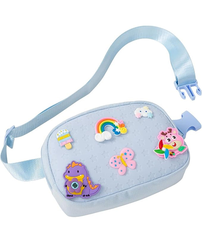Cute Diy Pink Waist Fanny Pack for Girls, Crossbody Bag Purse Belt Bag,Dance Recital Birthday Gifts for 3 4 5 6 7 8 9 10 11 12 Year Old Kids.(916Blue)