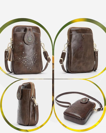 Small Crossbody Bags for Women, Lightweight Mini Cute Cell Phone Purse for Women with Tassel Shining Butterfly
