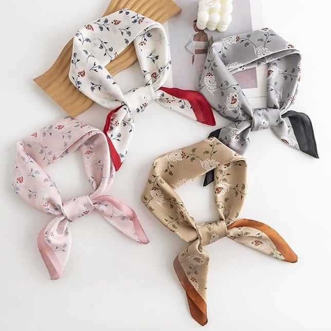 MINIDORA Satin Scarves for Women 27.5 × 27.5 inches Medium Square Elegant Silk Feeling Head Scarf