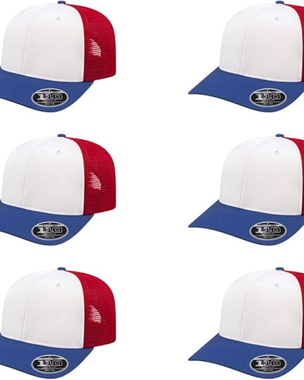 Cap America i8502 Flexfit 110 Premium Mid Profile 6-Panel Mesh Back Trucker Cap Hat w/UV Guard & Adjustable Snapback