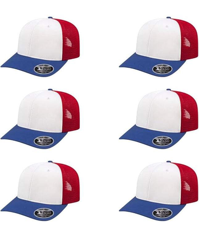 Cap America i8502 Flexfit 110 Premium Mid Profile 6-Panel Mesh Back Trucker Cap Hat w/UV Guard & Adjustable Snapback