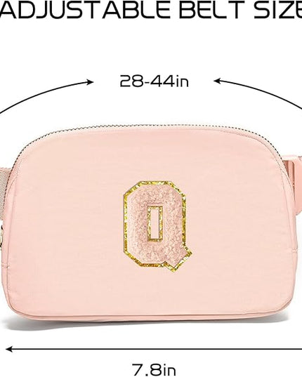 Gitus Gifts for 8 9 10 11 12 Year Old Girls Belt Bag Fanny Pack Crossbody Bags with Initial Letter Patch Cute Stuff Birthday Gifts for Teen Girls Women Personalized Trend Stuff (Coral Pink-Q)