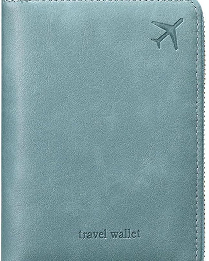 Passport Holder for Travel Women and Men RFID Passport Holder with Card Slots Holder Passport Case Passport cover Passport Wallet Travel Essentials and Accessories (Short Zipper, SZ-SkyBlue)
