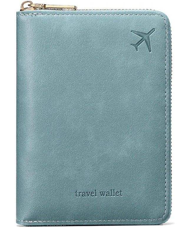 Passport Holder for Travel Women and Men RFID Passport Holder with Card Slots Holder Passport Case Passport cover Passport Wallet Travel Essentials and Accessories (Short Zipper, SZ-SkyBlue)