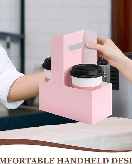 Bakbania Floral Wrap Packing Boxes 20 Pcs Pink Flower Gift Bags 2 Cup Disposable Drink Carrier with Handle for Wedding Party Decor