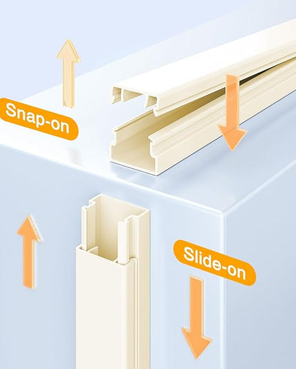 Delamu 157in Cord Covers for Wires on Wall, Cord Hider for 1 Cord, Paintable Cable Hider, Cable Management Wire Covers for Cords, L15.7 W0.55 H0.4in, Beige