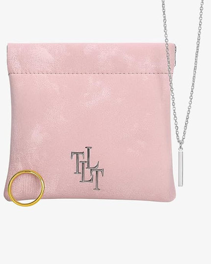 Satin Mini Pouch – Genuine Leather Small Makeup Bag, Travel Jewelry Organizer, Soft Cosmetic Pouch, Coin Purse, Gift Box and Dust Bag Included (Silver)