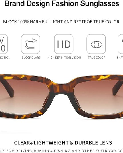 Dollger Rectangle Sunglasses for Women Men Trendy Retro Fashion Sunglasses UV 400 Protection Square Fram