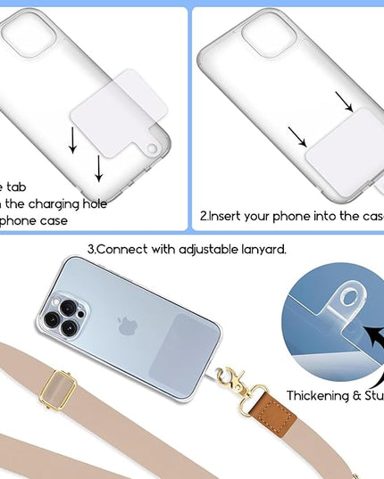 Phone Lanyard Crossbody Strap, Beige Cell Phone Lanyards for around the Neck Wristlet Wrist Strap Solid Color Adjustable for Keys Case Accessories Travel Essentials
