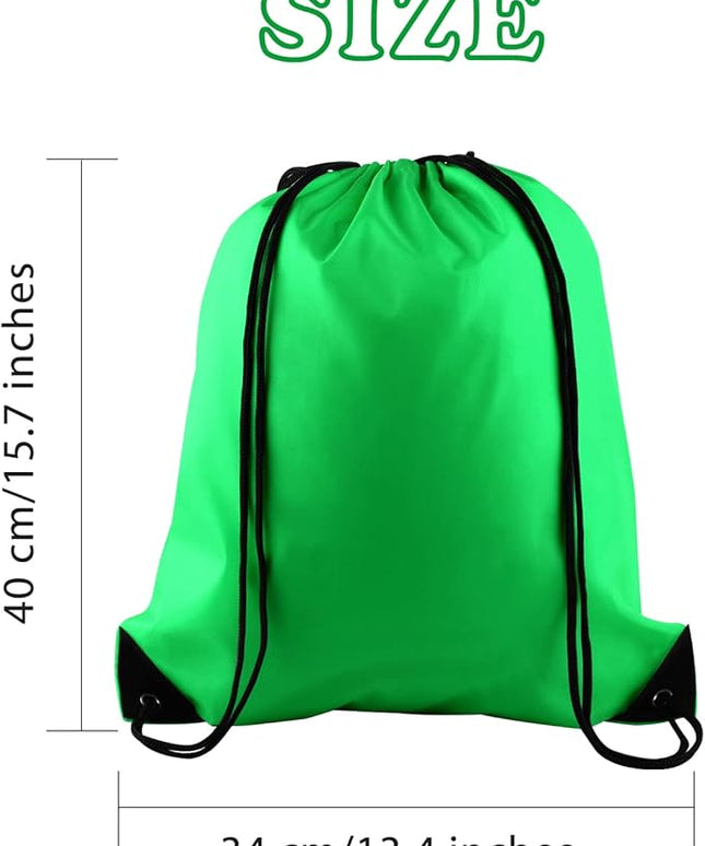 KUUQA 60Pcs Green Drawstring Backpack Bag Bulk Drawstring Bags String Bags Storage Bags Gym Backpack for Sport Gym Traveling