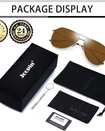 Joopin Polarized Metal Aviation Sunglasses Men, Classic Military Sun Glasses Women, Rectangle Shades UV400 Protection Costume