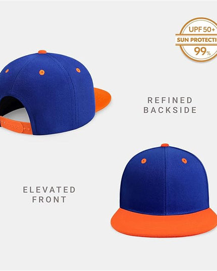 CHOK.LIDS Flat Bill Visor Classic Snapback Hat Blank Adjustable Brim High Top End Trendy Color Style Plain Tone Baseball Cap