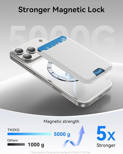 TWZKG for MagSafe Wallet, 3 Card Holder, Slim Magnetic Phone Wallet for iPhone 17/16/15/14/13/12 Pro Max Plus Air Series,RFID Blocking Vegan Leather,White