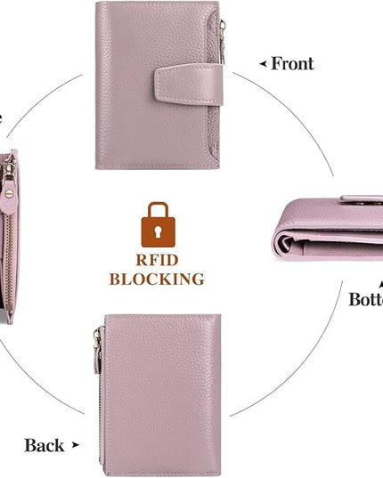 FALAN MULE Small Wallet for Women Leather Bifold Compact RFID Blocking Small Womens Wallet Purse