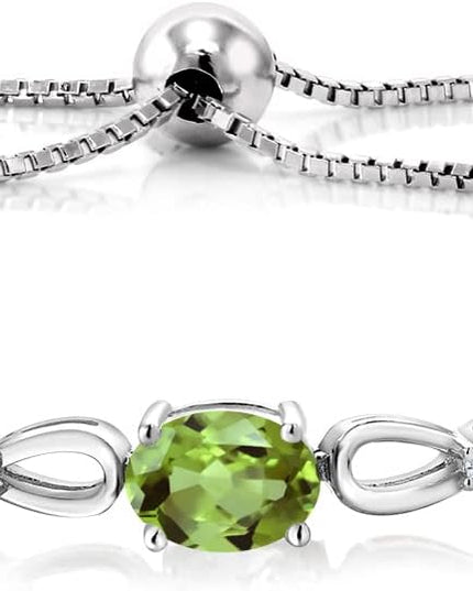 Gem Stone King 925 Sterling Silver Customized and Personalized 3 Gemstone Birthstone and White Lab Grown Diamond Tennis Infinity Bracelet For Women (2.27 Cttw, Adjustable up to 9 Inches)